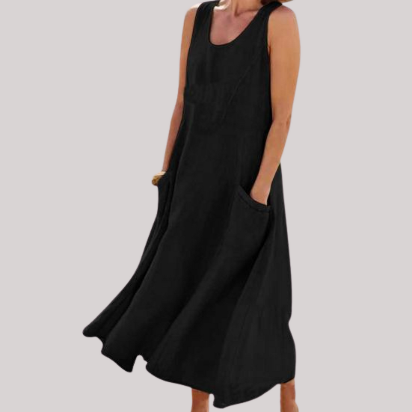 Jolie – Ärmelloses Midikleid aus Baumwollleinen