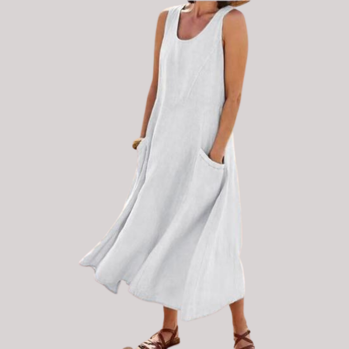Jolie – Ärmelloses Midikleid aus Baumwollleinen