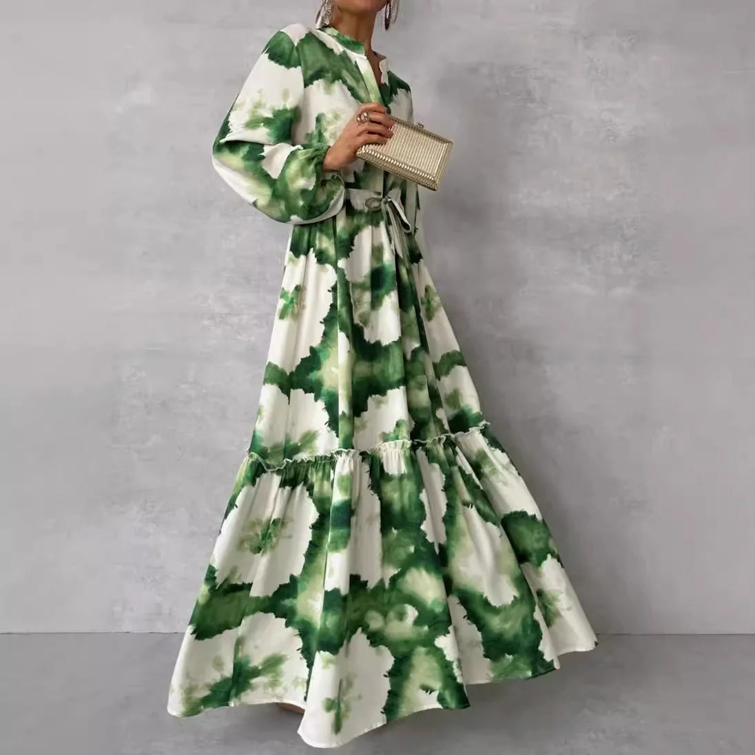 Cerena – Elegantes Maxikleid mit langen Ärmeln