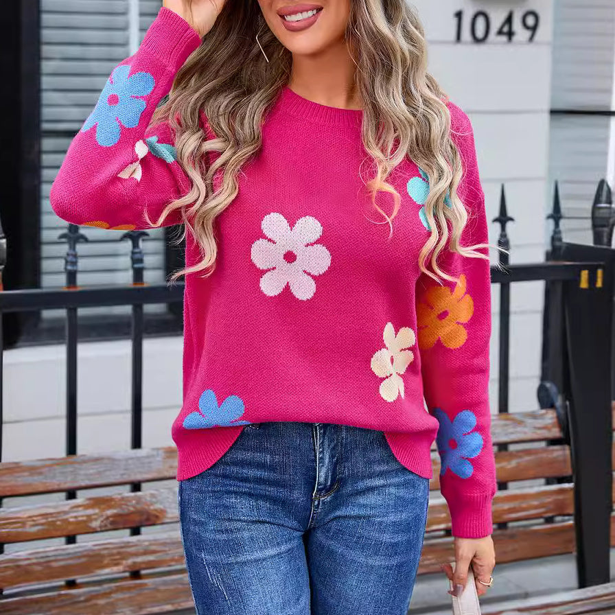 Aislin | Lässiger Häkelpullover mit Blumenmuster
