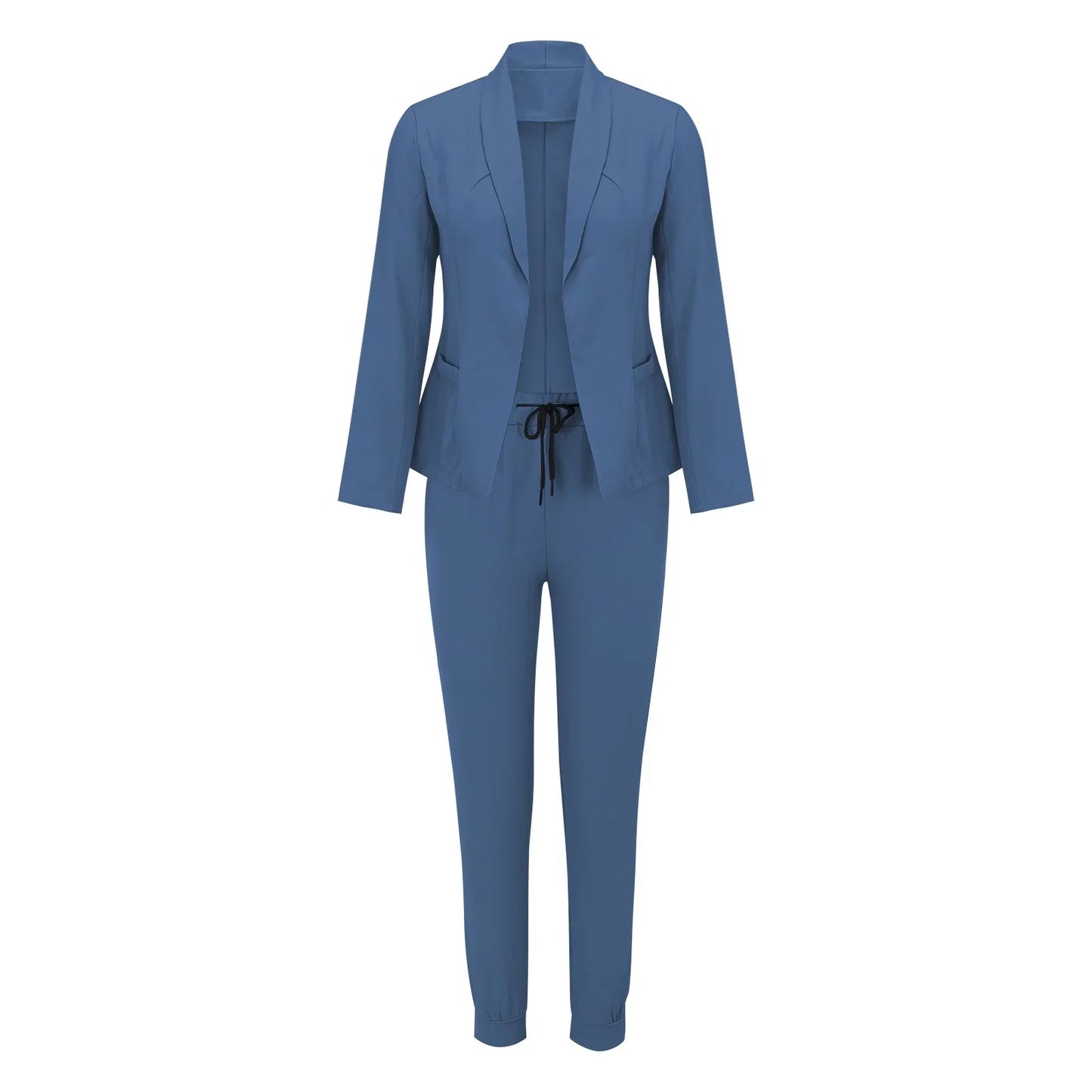Sets Damen Einteiler Anzug Elegant Mit Bindegürtel Langarm