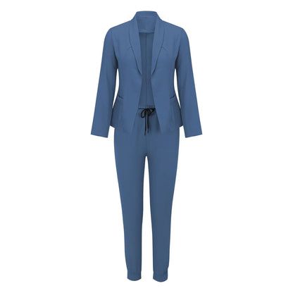 Sets Damen Einteiler Anzug Elegant Mit Bindegürtel Langarm