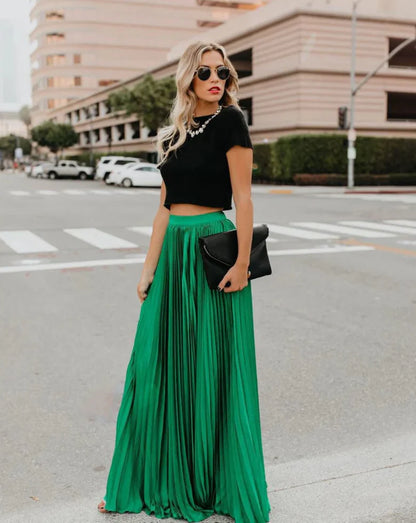 Veluna – Stylischer plissierter Maxirock