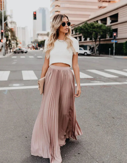 Veluna – Stylischer plissierter Maxirock
