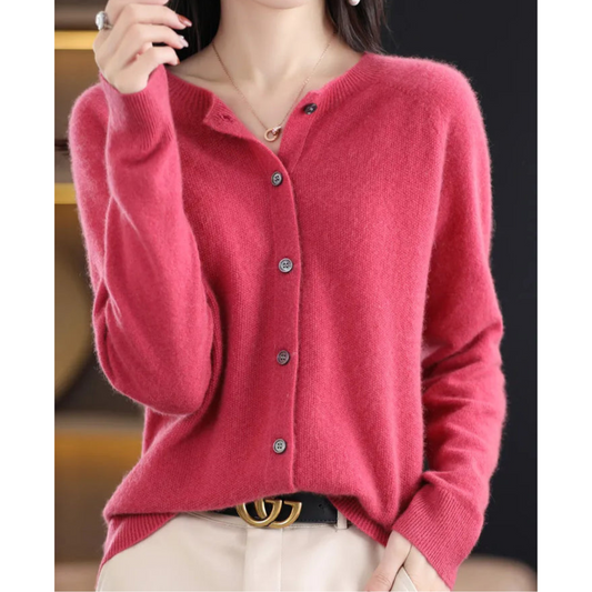 Reine Merinowolle Damen O-Ausschnitt Strickjacke pullover