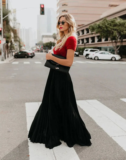 Veluna – Stylischer plissierter Maxirock