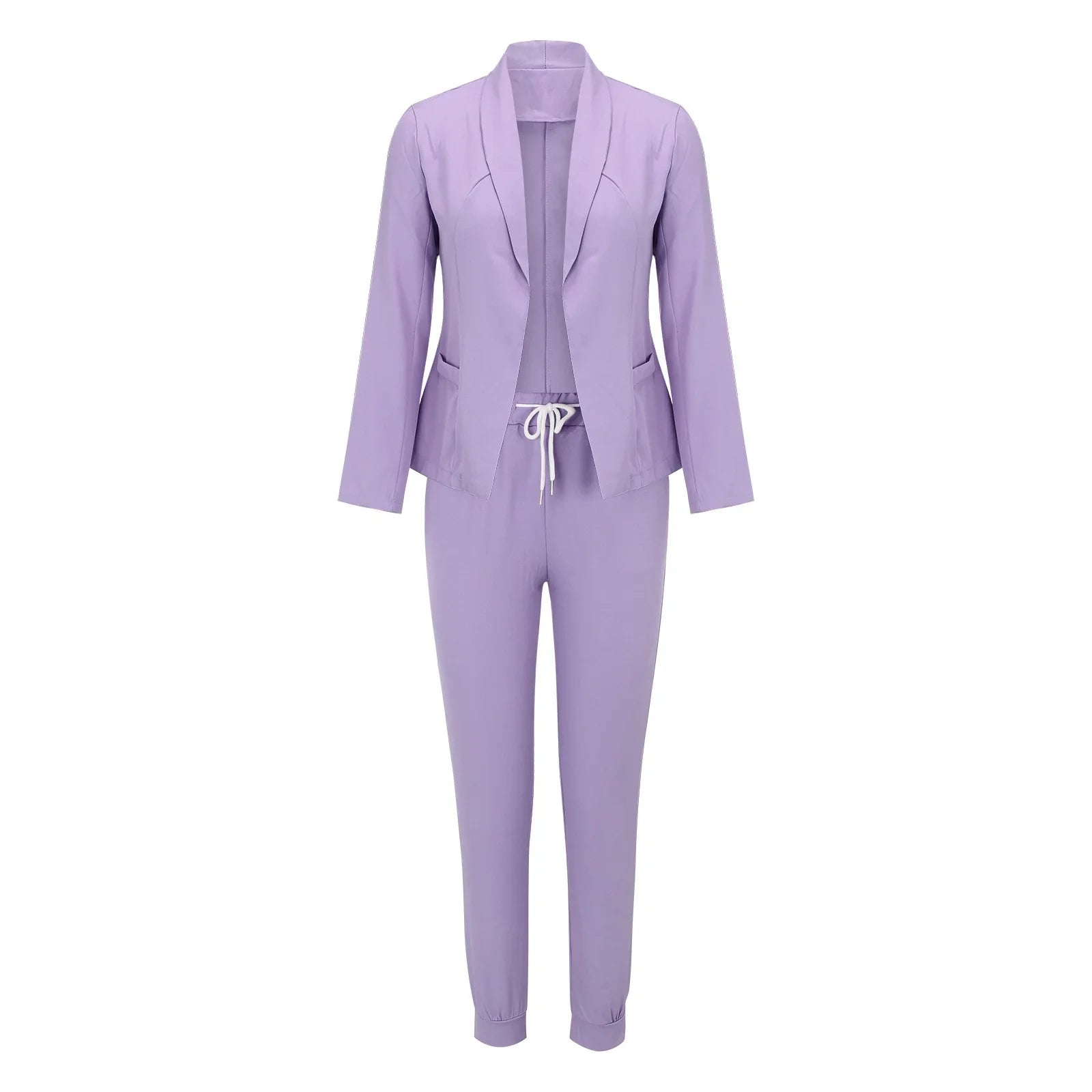 Damen-Loungewear-Set in Flieder: Bequemer Zweiteiler mit Jacke und Hose, ideal für Freizeit und Entspannung. Modisch, bequem, hochwertig.
