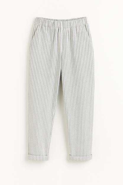 Hose Damen Streifenmuster Locker Sommer Kordelzug Baumwolle