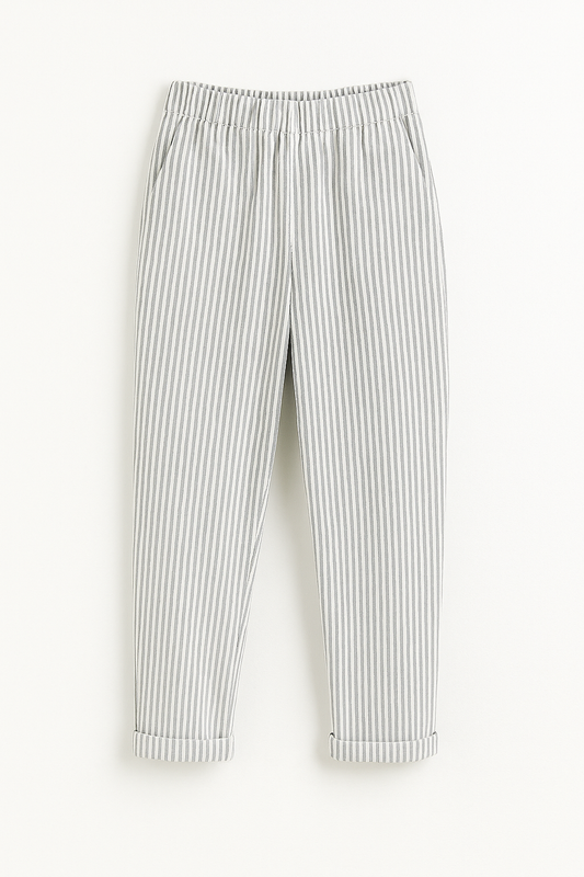 Hose Damen Streifenmuster Locker Sommer Kordelzug Baumwolle