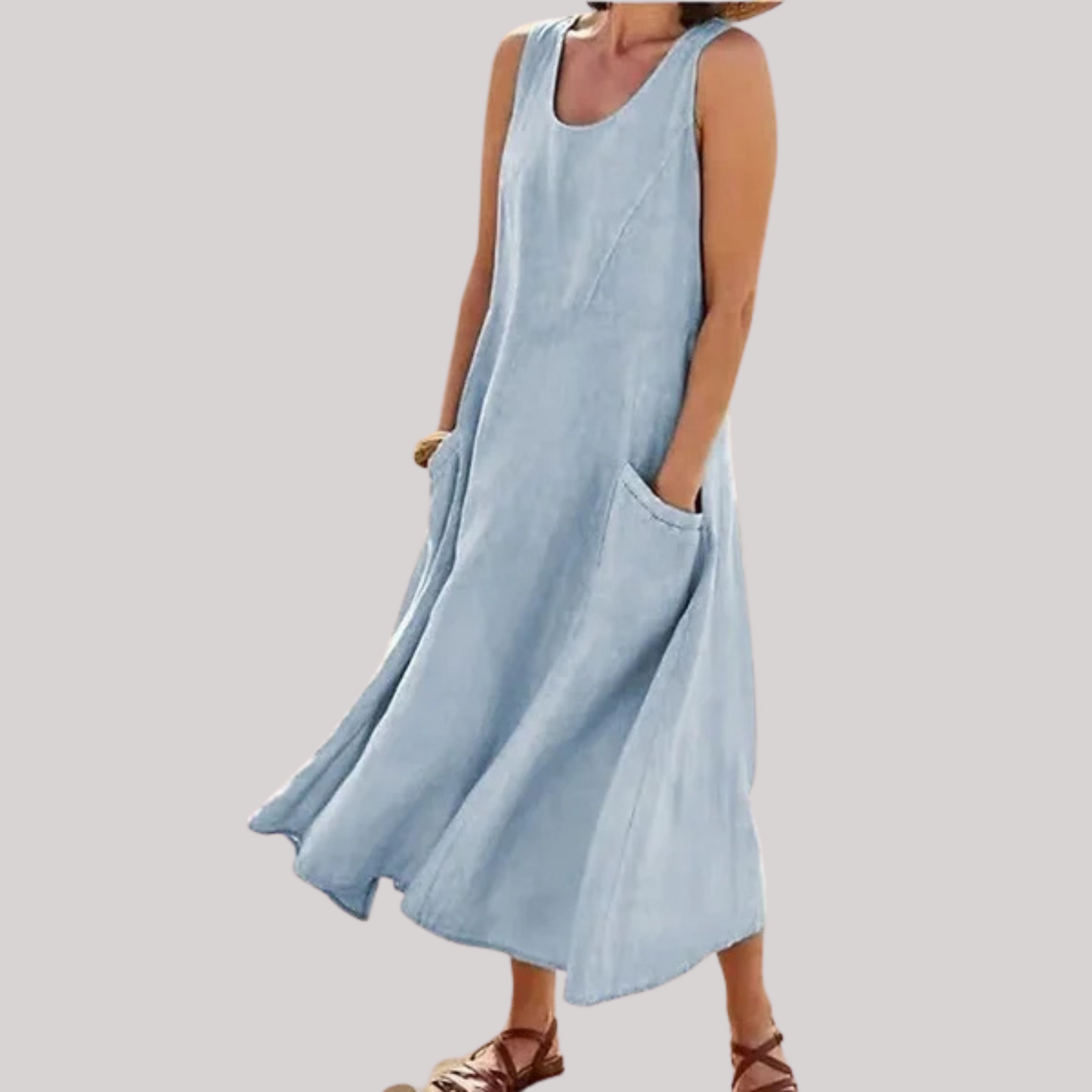Jolie – Ärmelloses Midikleid aus Baumwollleinen