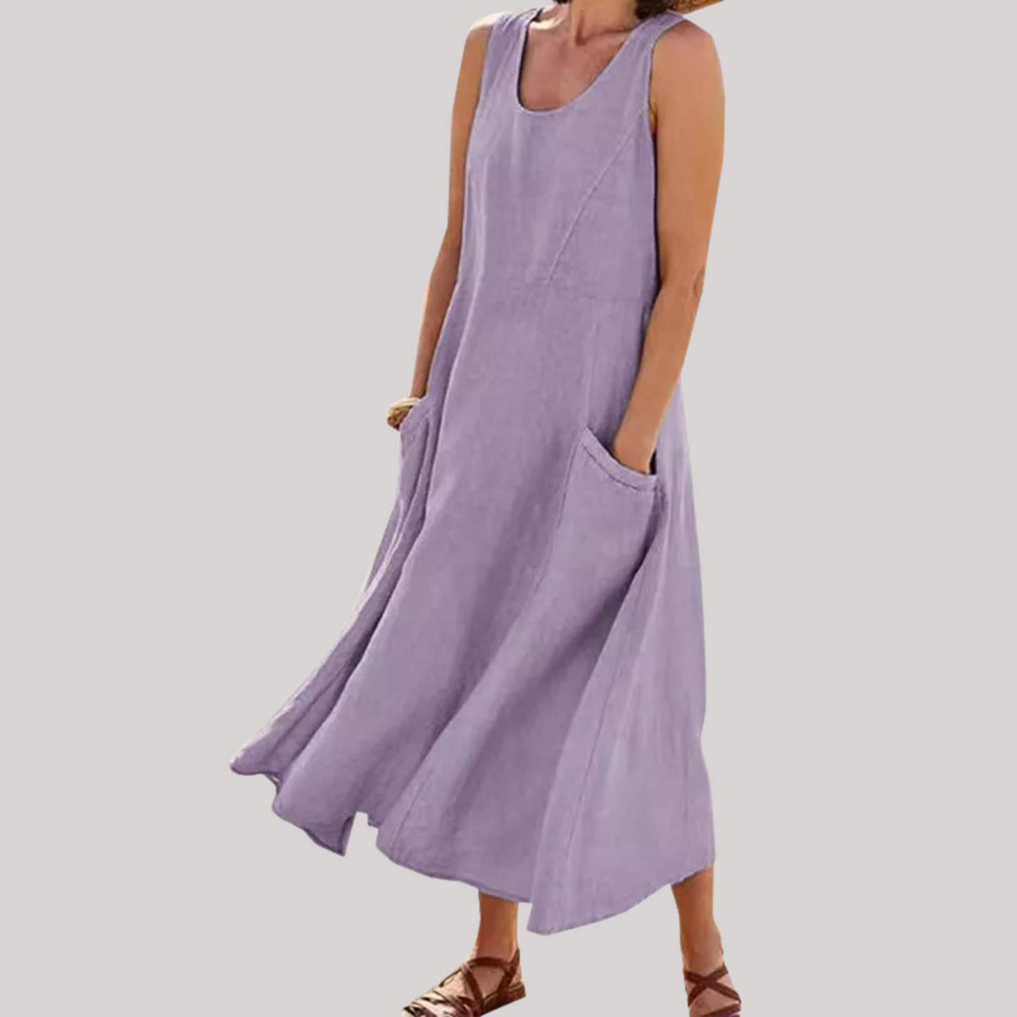 Jolie – Ärmelloses Midikleid aus Baumwollleinen