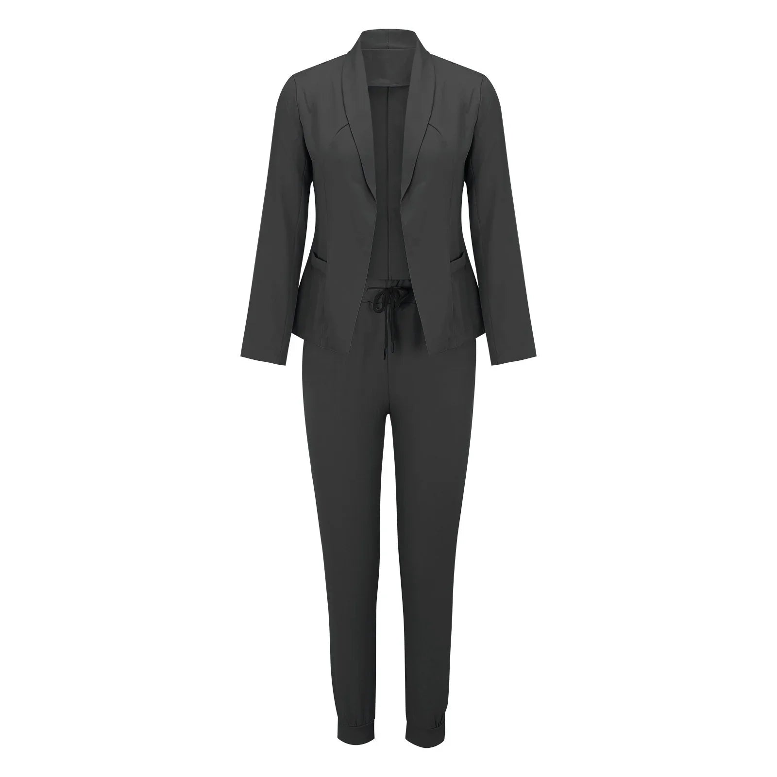 Damen-Jogginganzug in Blau, bestehend aus Jacke und Hose, ideal für Freizeit und Sport. Bequeme Passform, modisch und vielseitig einsetzbar.